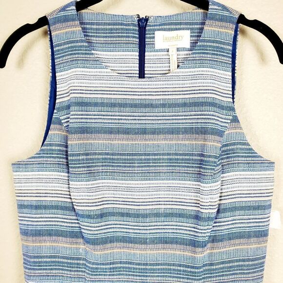Laundry by Shelli Segal Mini Sleeveless Striped Blue Nautical Dress Sz 2 Preppy - Picture 3 of 12